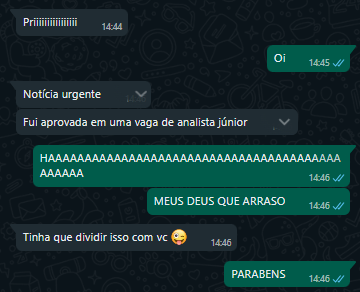 Feedback de aluna aprovada como Analista Júnior